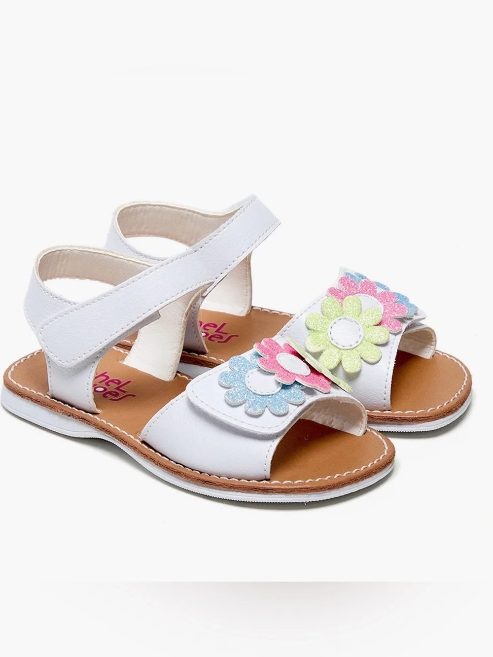 Rachel Shoes Toddler Girl’s Sora Sandals with Pastel Flower Accents Size 5C